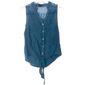 🌞 Edge Summer Button up waist tie, upper back is matching Sheer Lace Teal S